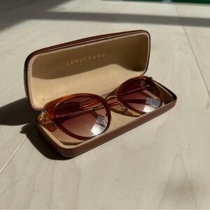 [Longchamp] Women's Brown Frame Sunglasses with Gold Details